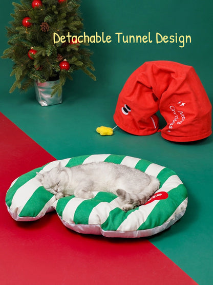 Christmas Cat Tunnel and Bed Combo