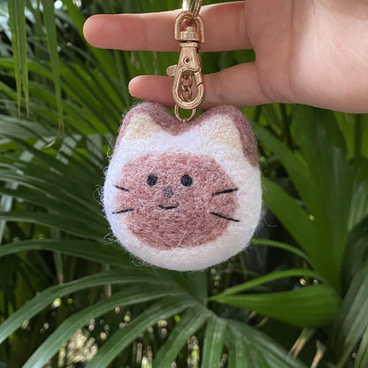 Handcrafted Wool Felt Keychain - Siamese Cat