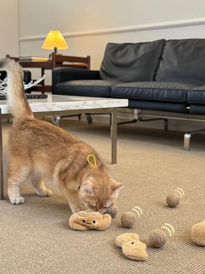 Interactive Peanut Sisal Balls Cat Toy