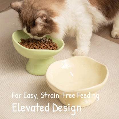 Petal Ceramic Elevated Cat Bowl