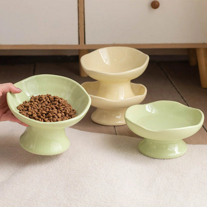 Petal Ceramic Elevated Cat Bowl