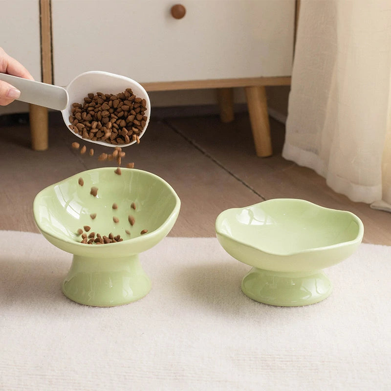 Petal Ceramic Elevated Cat Bowl