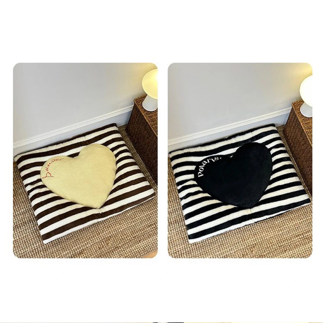 Retro Striped Heart Pet Bed