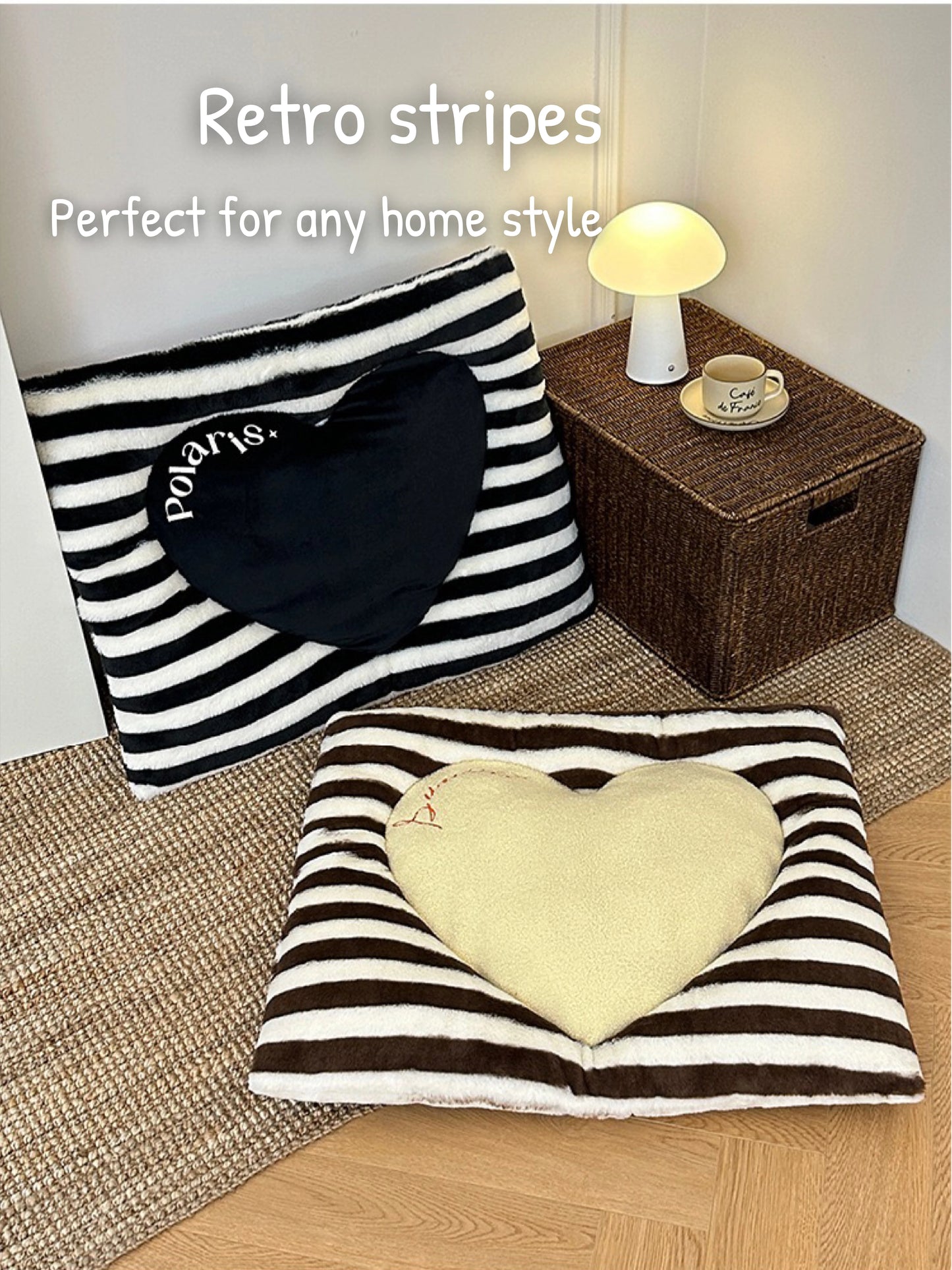 Retro Striped Heart Pet Bed