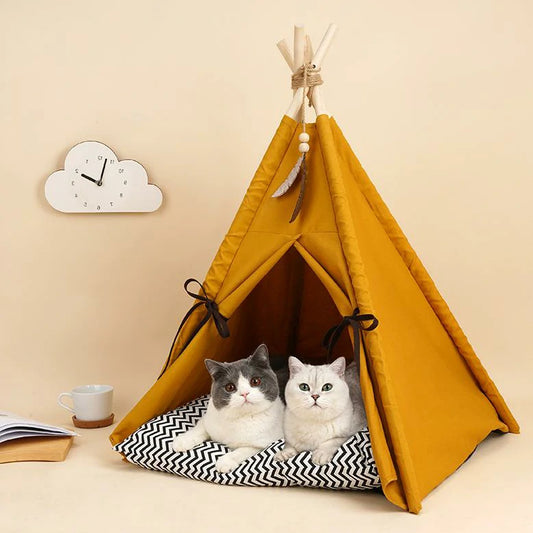 Sunset Yellow Pet Tent Cat Bed