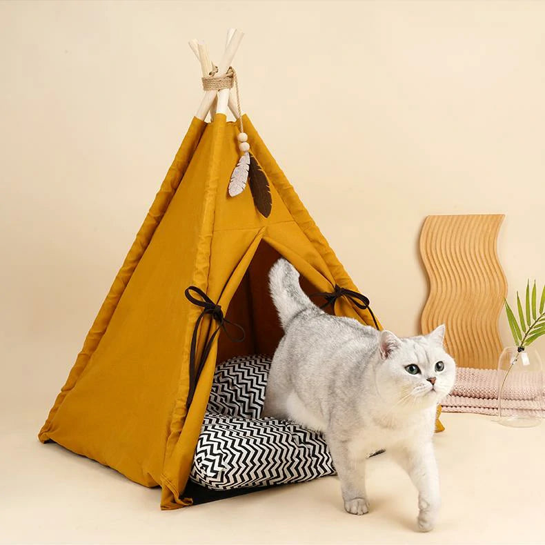 Sunset Yellow Pet Tent Cat Bed