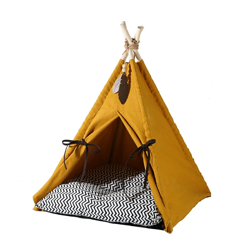 Sunset Yellow Pet Tent Cat Bed