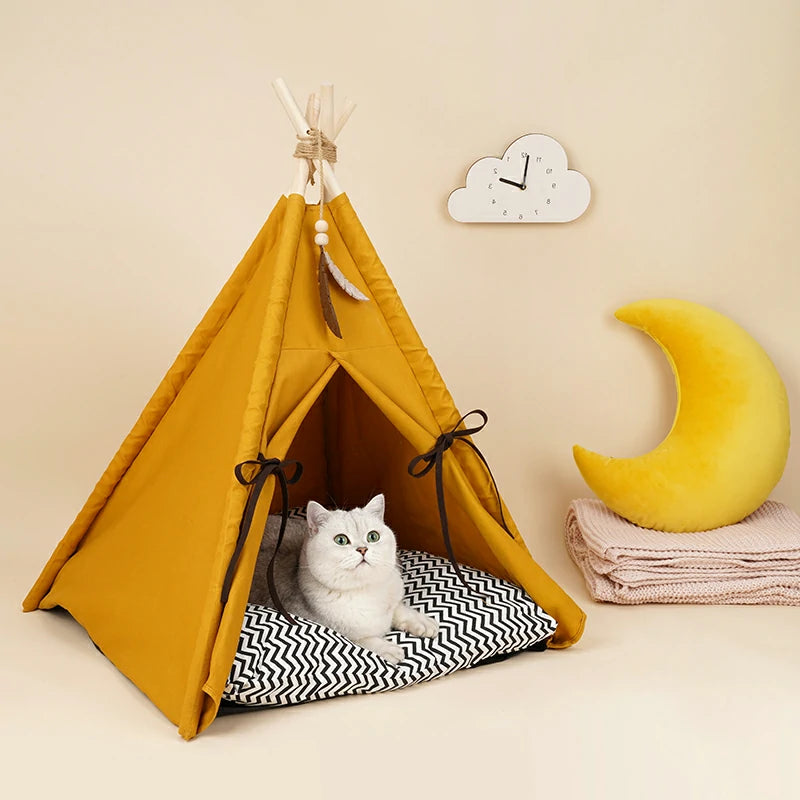 Sunset Yellow Pet Tent Cat Bed