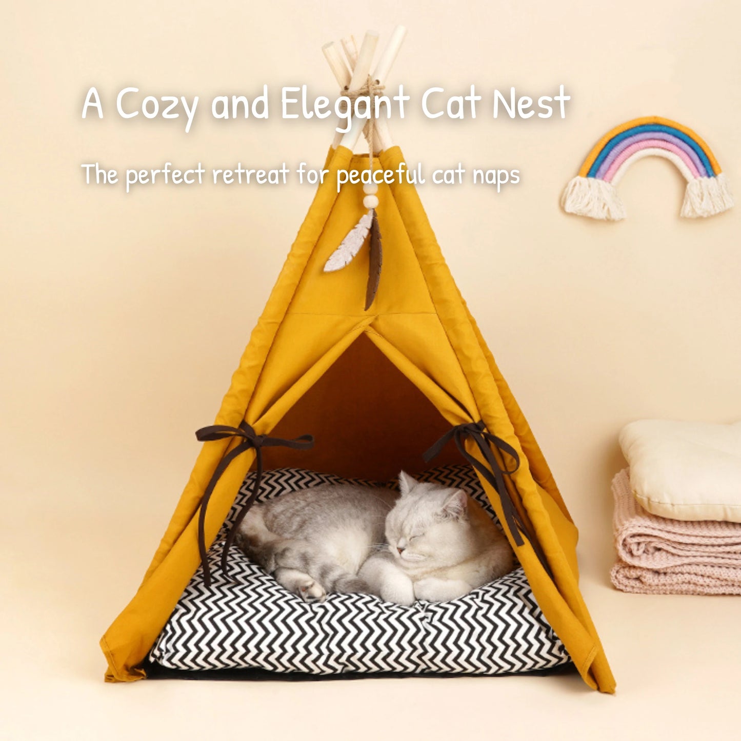 Sunset Yellow Pet Tent Cat Bed