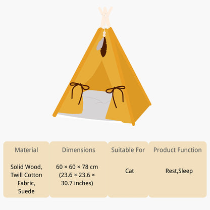 Sunset Yellow Pet Tent Cat Bed