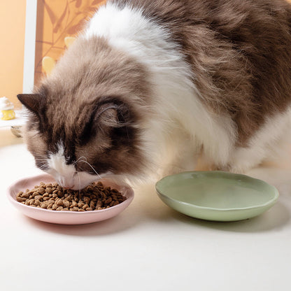 Textured Handcrafted Ceramic Cat Food Bowl