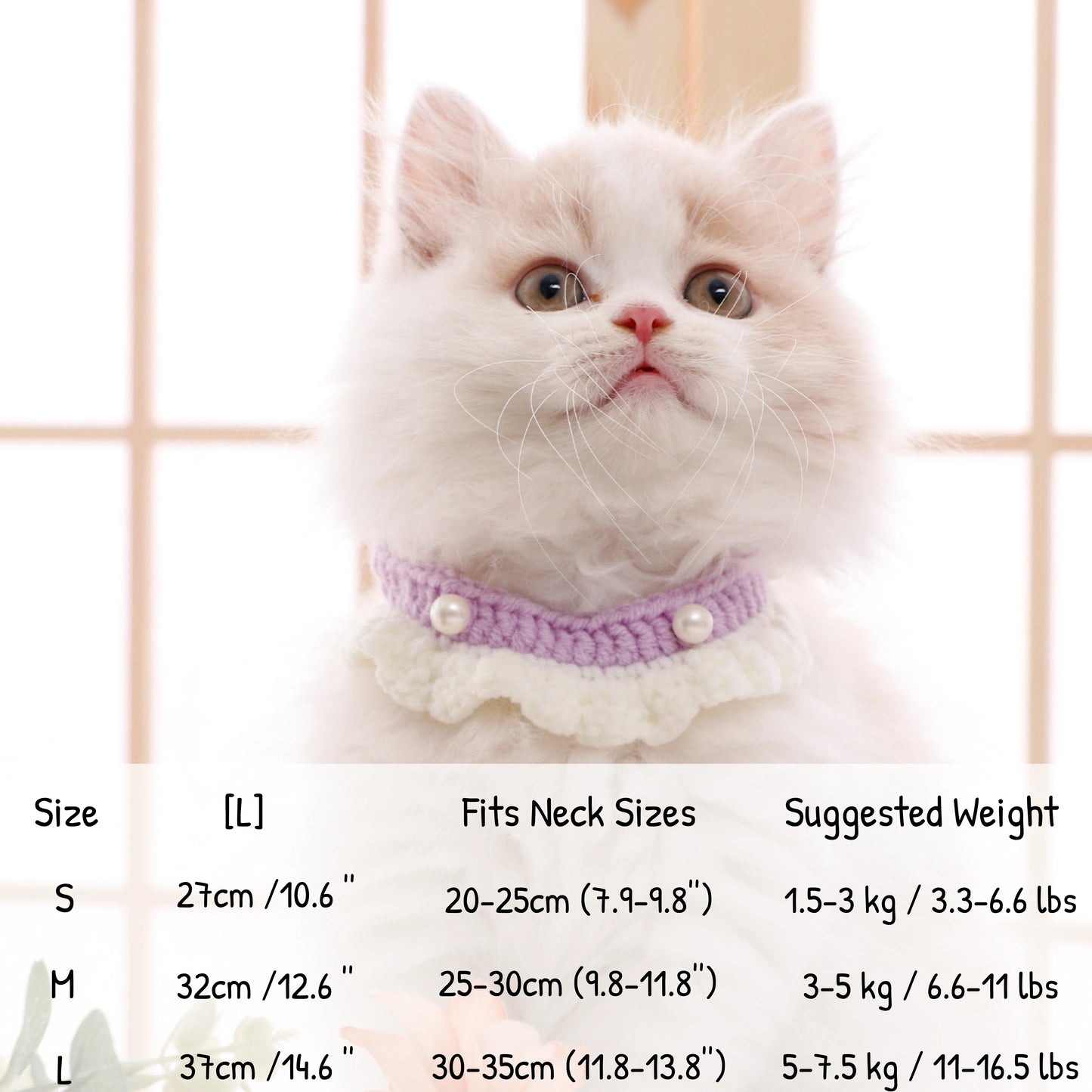 Handcrafted Princess Pearl Cat Collar Crochet Pet Decoration